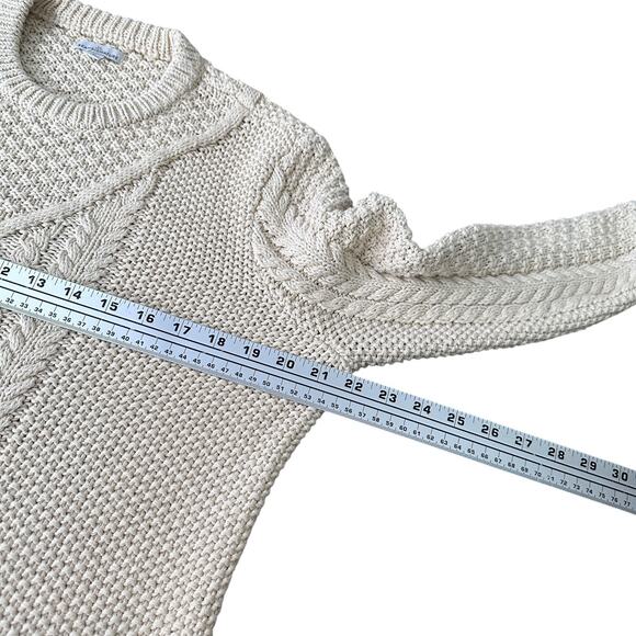 LL Bean Signature Fisherman Sweater Women’s Medium Cream Cotton Knitted Pullover - Picture 8 of 10